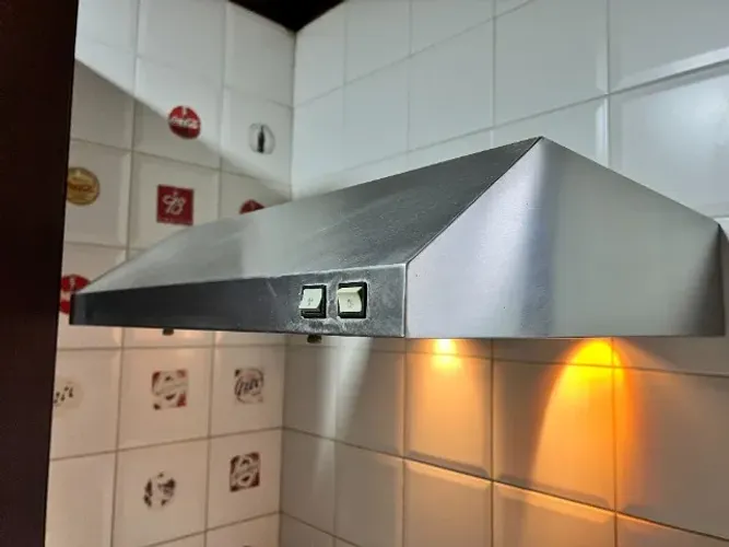 Exaustor coifa Inox Usado - 61x59x15cm, Potente e Compacto! Retirada Freguesia