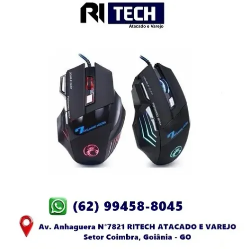 Mouse Gamer X7 Com Cabo Usb 2400 Dpi 7 Botões RGB 