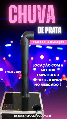 Alugo máquina de chuva de prata ou canhão para chá revelação