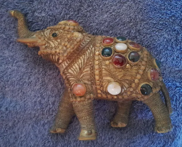 Elefante Bronze com Pedras Importado 22cm Vintage 