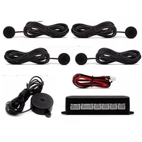 Sensor De Estacionamento de Re Sirene Preto 4 Pontos Automotivo