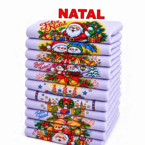 Kit 10 Pano De Prato Natal Grande Pano de Copa e Cozinha Atacado 45x75 Cm Pano de Prato Na