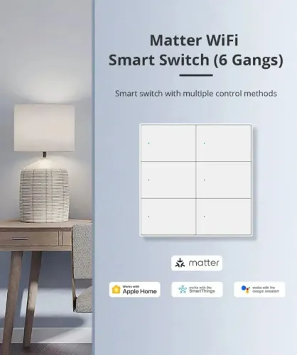 interruptor inteligente zemismart matter wifi 6 teclas