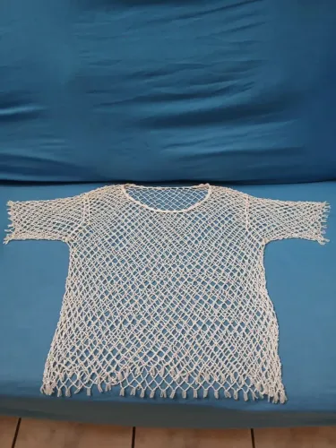Blusa Crochê Rede Branca Saída de Praia Boho Nova - Tamanho Único P/M