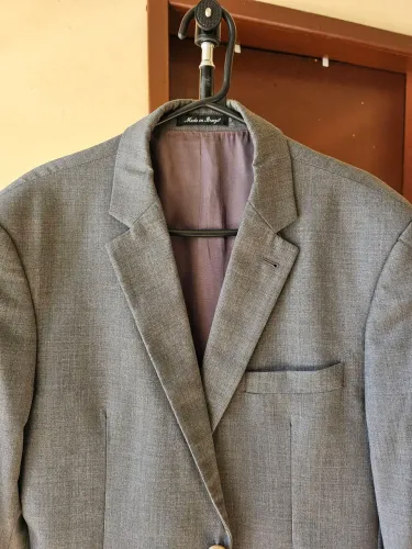 Blazer Brooksfield Slim cinza em Lã 100% Super 120's (Taylor & Stewart).
