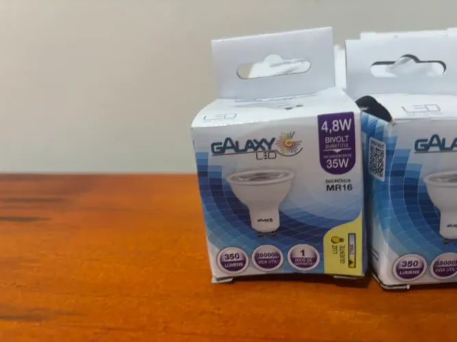 Kit 10 Lâmpada Led 4,8w Luz Fria Dicróica Mr16 6500k Galaxy 127/220v Branco-frio