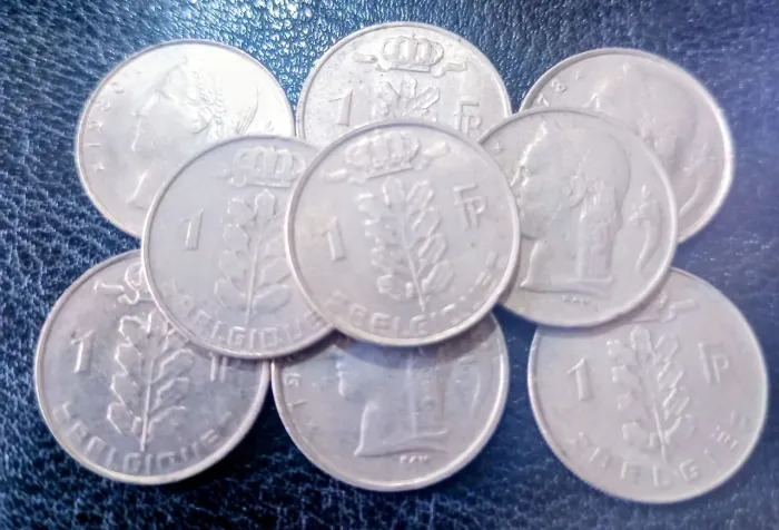 9 Moedas Belga 1 Franco Belga