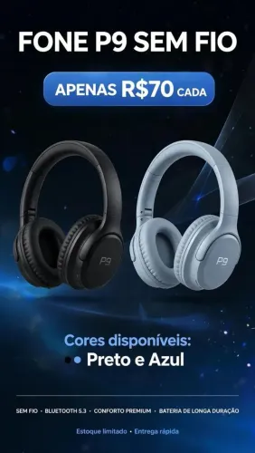 Fone de ouvido sem fio P9