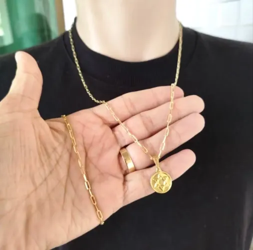 Kit Corrente+ Pulseira 18K Banhado a ouro / Semi Joia Premium 