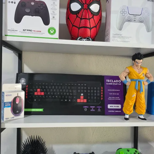 Teclado Gamer Start 2.0, cabo USB de 1,5m, com 10 teclas multimídia, Padrão ABNTZ Mouse