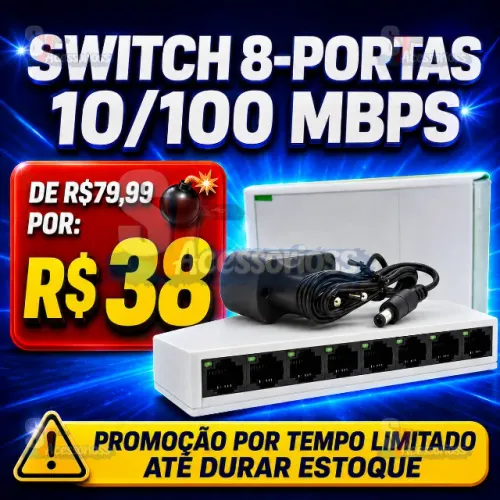 Switch 8 Portas 10/100 Mbps