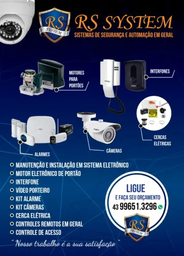 Cerca elétrica, motor portão, câmeras Cftv, alarme Residencial, Câmeras
