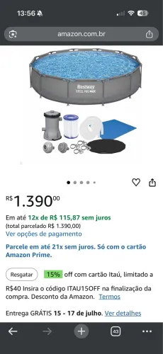 Piscina Bestway Steel Pro Max 3,66m x 76cm - Completa - 6 mil litros.