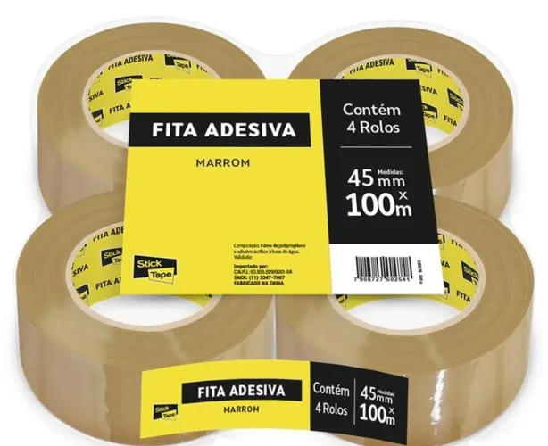 Kit 4 fitas adesivas empacotamento 45mm X 100m marrom