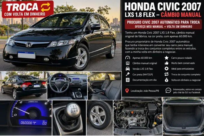 Honda Civic Sedan LXS 1.8/1.8 Flex 16V Mec. 4P 2007