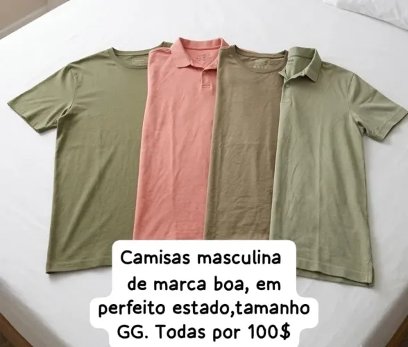 Kit com 4 camisas masculina tamanho GG, todas por 100$