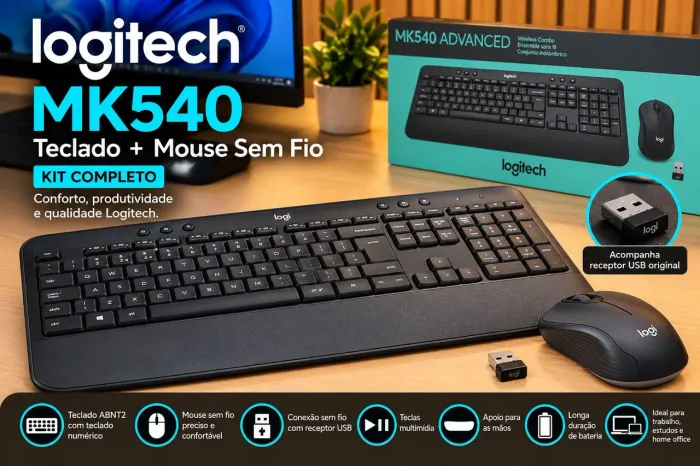 Kit Logitech MK540 Advanced - Teclado + Mouse Sem Fio ABNT2