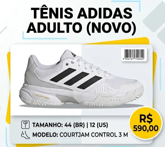 Tênis Adidas CourtJam Control 3 M par - Tam 44 (Novo na Caixa / Com Etiqueta)<br>?