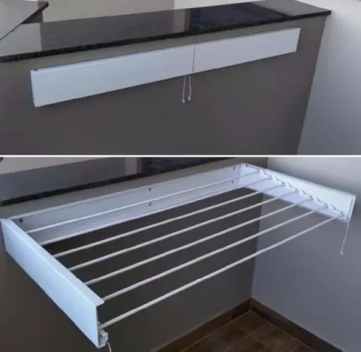 Varal Parede Varal Retrátil Magico 120 cm 7 Varetas Pratico