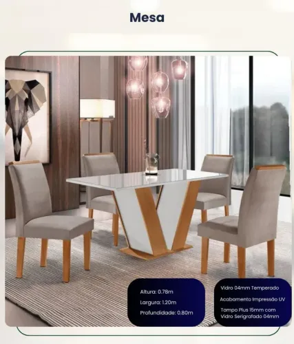 Mesa Qatar c/cadeiras Londres 1.20x80