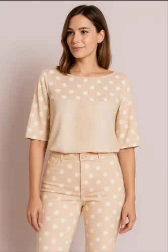 conjunto lança perfume blusa e calça poá p