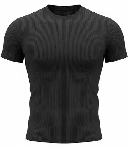 Camisa canelada preta