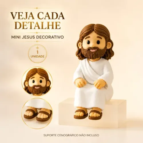 Miniatura de Jesus Sentado Decoração Religiosa para Monitor Notebook Mesa Prateleira e Nic