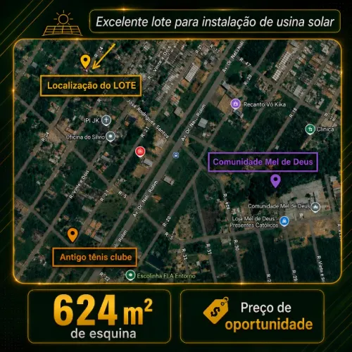 Lote 624m2 no Parque Alvorada em Luziânia - de esquina, ideal para usina solar!