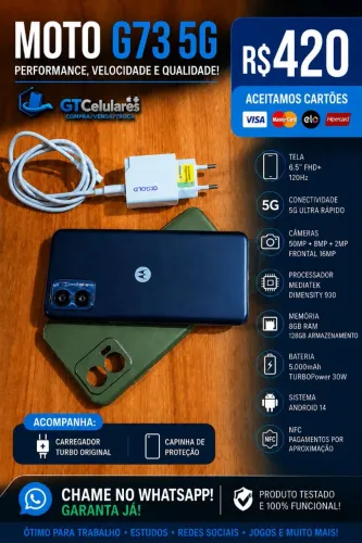 MOTO G73 5G 128GB/8RAM POSSUI NFC PARCELO EM ATÉ 5X SEM JUROS