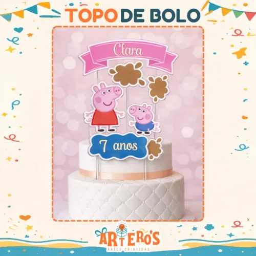 Topo de Bolo Peppa pig