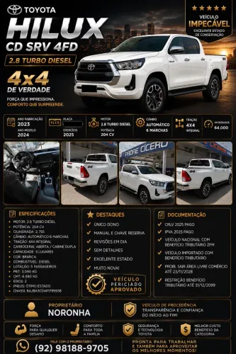 Toyota Hilux CD SRV 4X4 2.8 TDI Diesel Aut. 2024