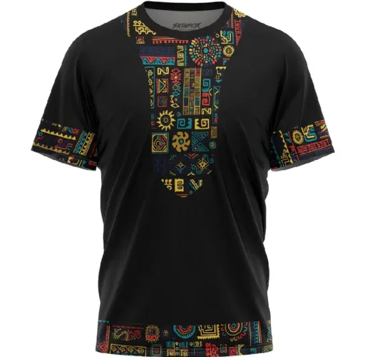 Camiseta masculina étnica preta
