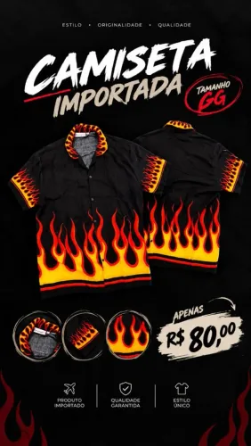 Camiseta rock flames