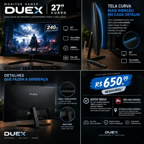 MONITOR GAMER DUEX 27? CURVO ? 240hz