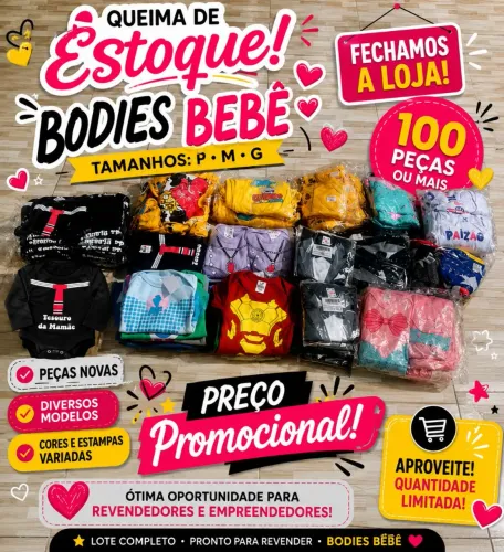 Lote com 100 peças de roupa de bebê