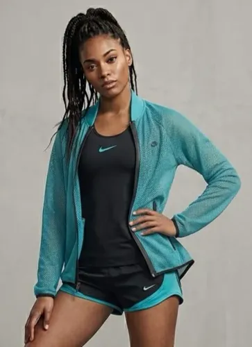 jaqueta esportiva nike tela azul turquesa