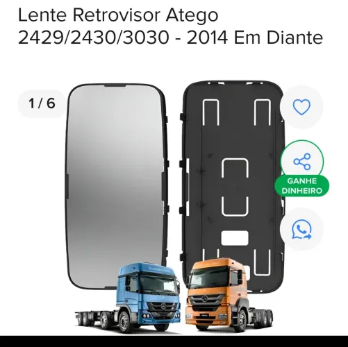 Lente retrovisor atego 