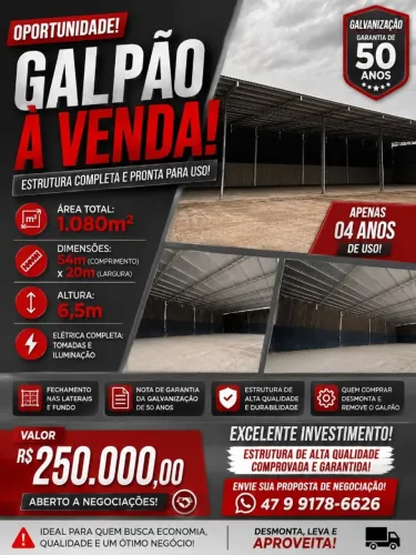 Galpão metálico à pronta entrega