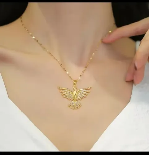 Colar banhado a ouro, pingente simples