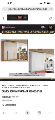 GUARDA ROUPA ALVORADA 4 PORTAS MDF
