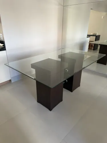 Mesa de Jantar de Vidro 180cm com 6 Cadeiras
