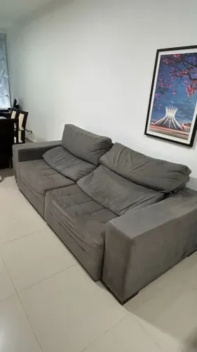 Sofá Retrátil E Reclinável 2,41m Cinza - Confortável