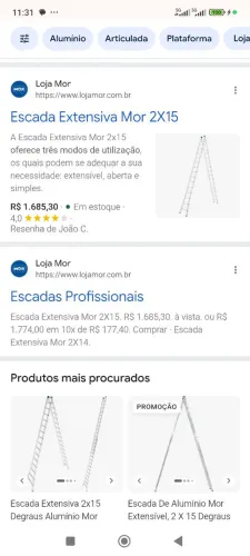 Vendo ou troco escada Mor 2x15 degraus 7 metros de altura aberta