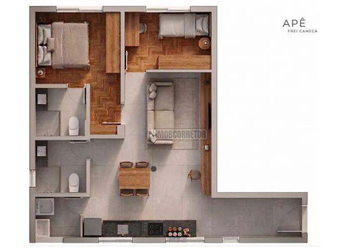 Apartamento reformado (2026) com 2 quartos e 1 vaga na Rua Frei Caneca, 250