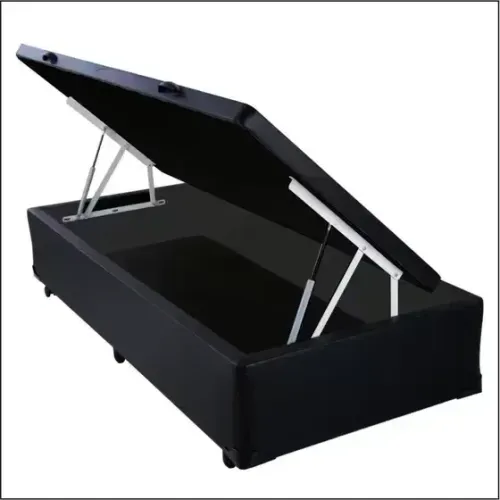 Cama Box Báu Solteiro Sintético Preto - 39x88x188