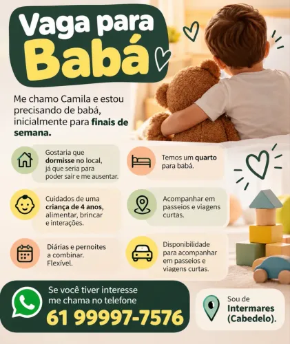 CONTRATO/VAGA PARA BABÁ - INTERMARES/ CABEDELO