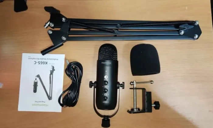 Microfone K66S-c Haomuren COMPLETO PROFISSIONAL (NOVO)