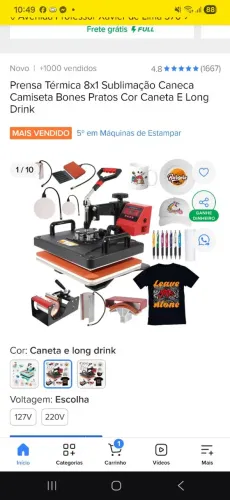 Maquina de estampar camisetas e canecas