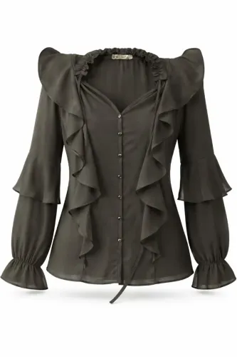 Camisa Preta Chiffon Tamanho P