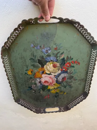 Bande de ferro antiga 52 x 41 cm pintada a mão